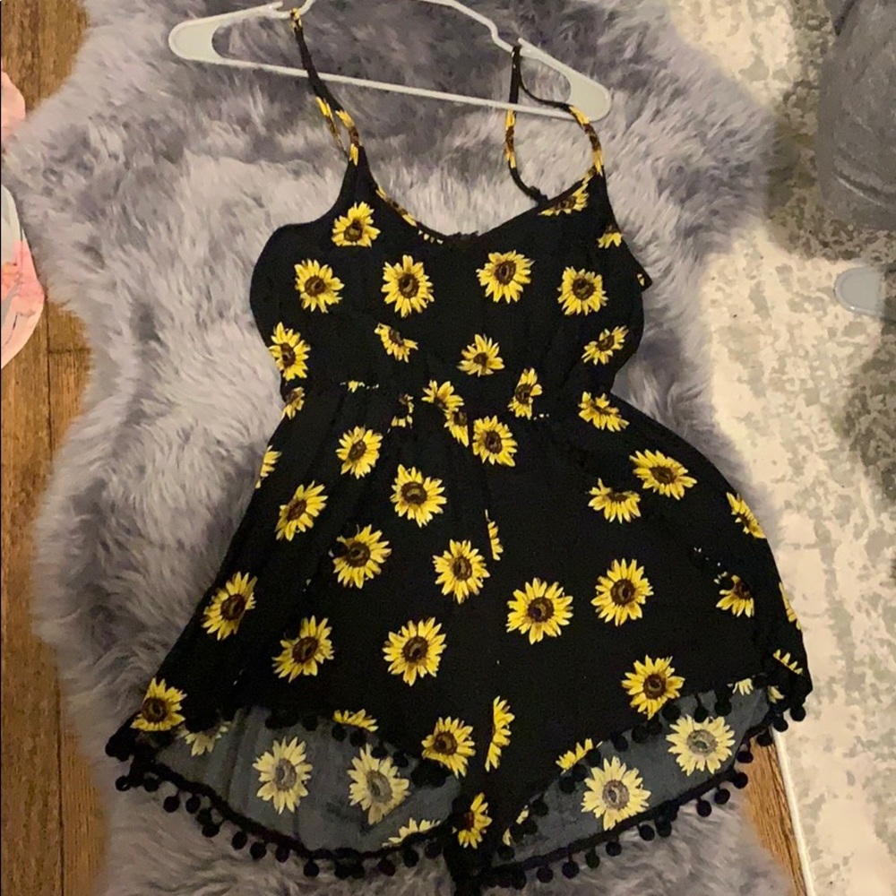 Black sunflower romper